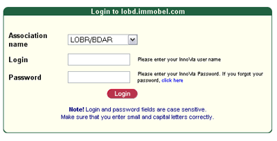 login screen